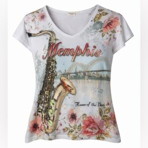 Sweet Gisele Memphis Graphic Tee Size Medium – bejeweled embellished top